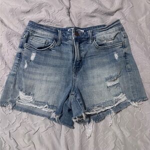 Flying Monkey Light Blue Distressed Jean Shorts